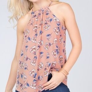 Blush | Floral Ruffle Halter Top